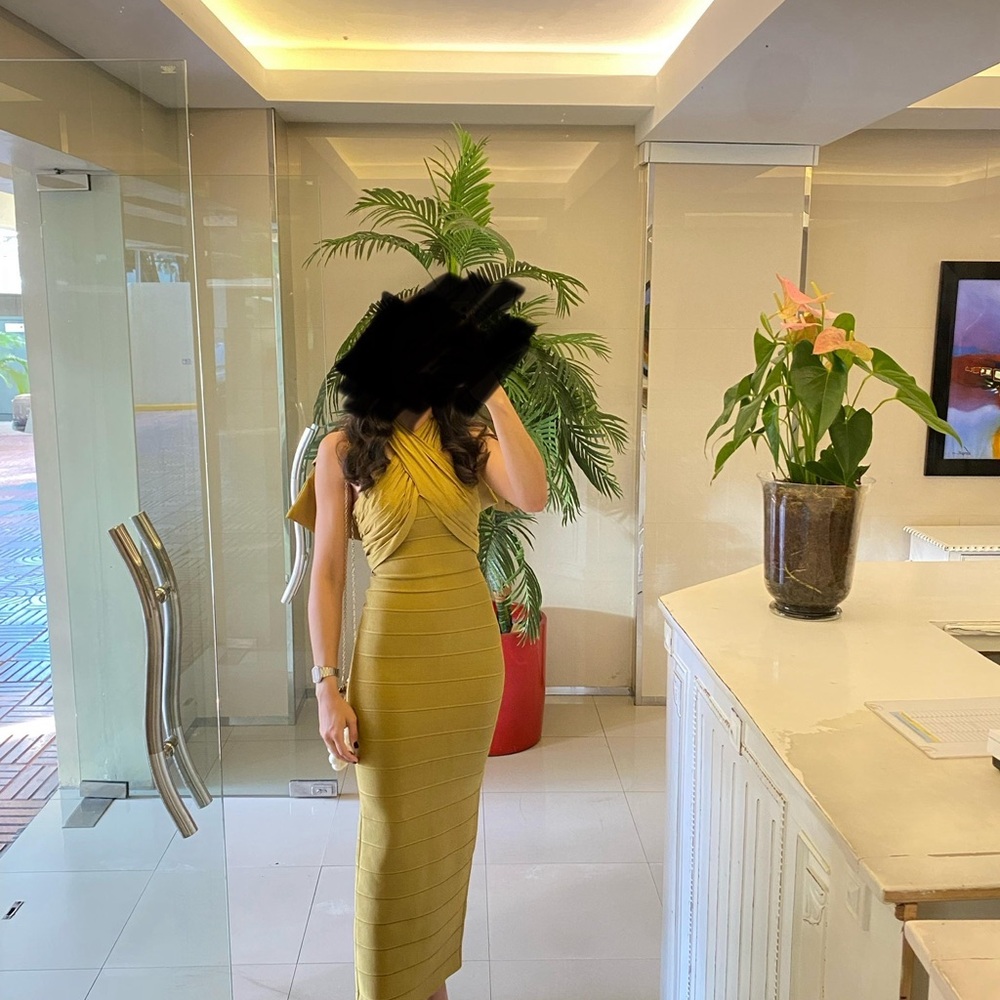 Most Elegant Herve Leger Olive Green Evening Gown